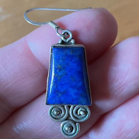 NWOT Sterling Silver 925 Lapis Lazuli Greek design earrings - Picture 3 of 10